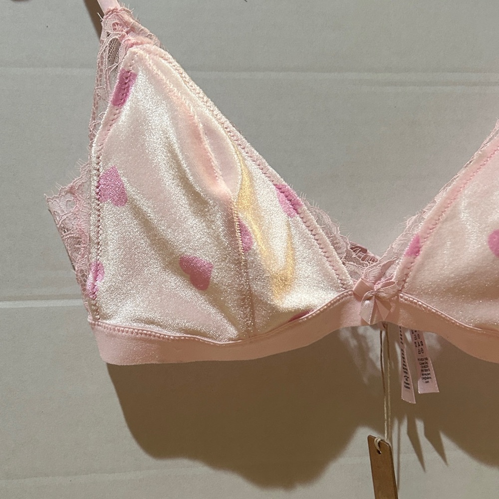 Skims Velvet Lace Triangle Bralette CB Heart Breaker Size Medium New W/Tags! - Picture 2 of 7